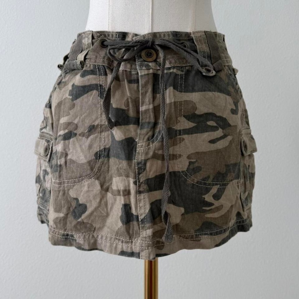 Y2K Grunge Camo Micro Mini Skirt Sz 2 Military Mall Core Street Style Preppy